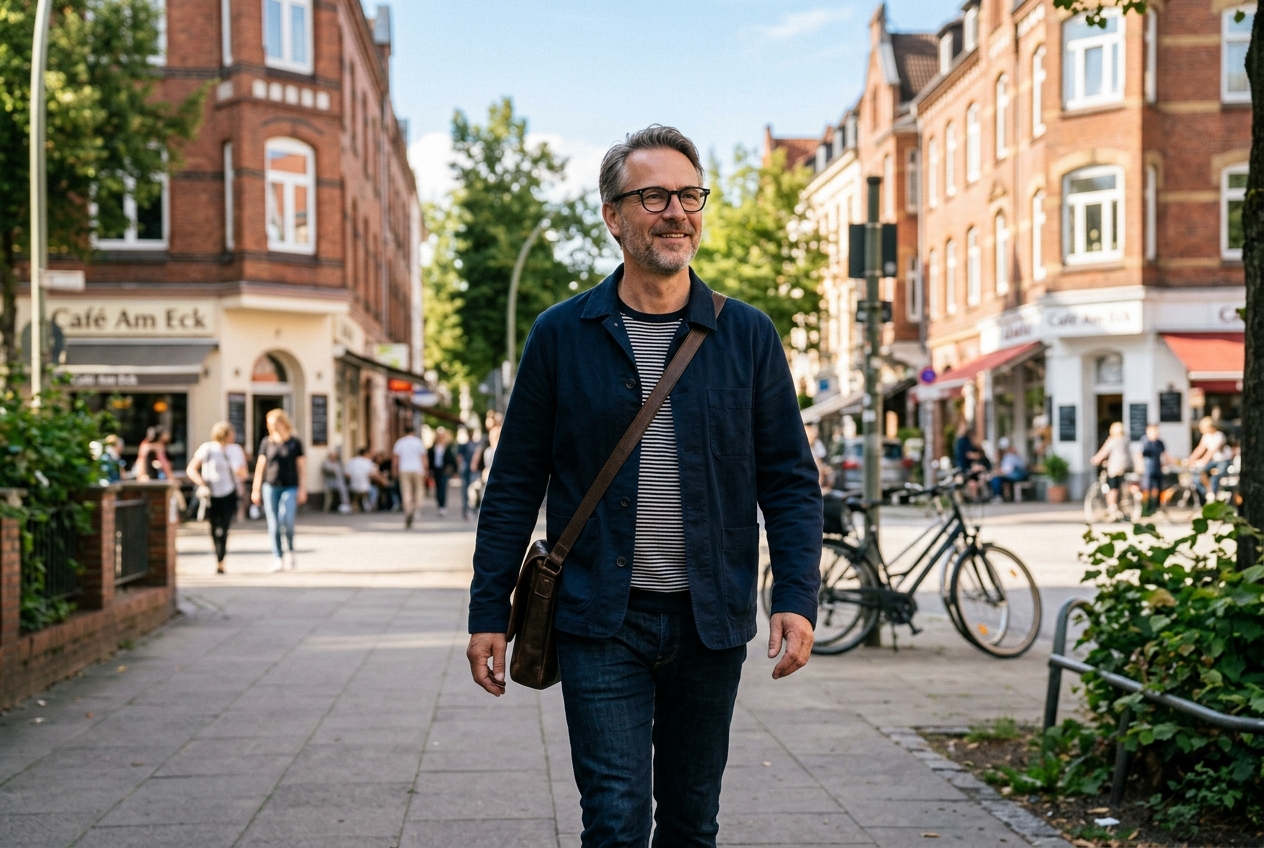 Person mit neuer Brille im Alltag